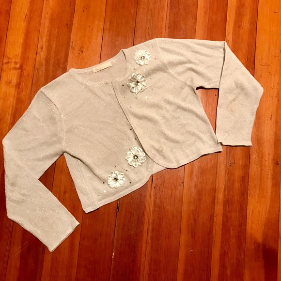 Girls Silver Shimmer Bolero/Cardigan Size L - Picture 1 of 2